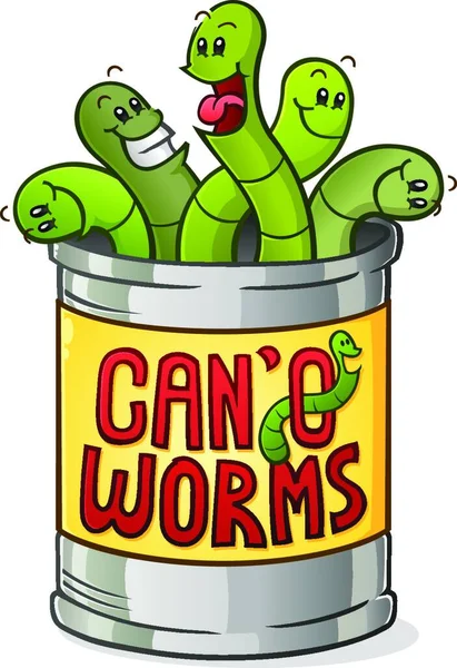 Can Worms Cartoon Character — Stock Vector