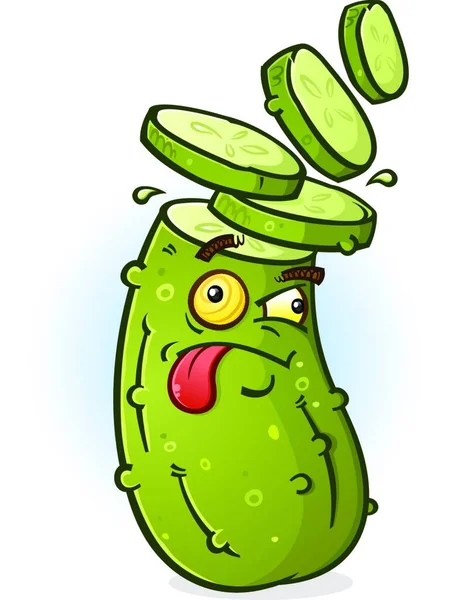 Cabeza Rodajas Pickle Carácter Dibujos Animados — Archivo Imágenes Vectoriales
