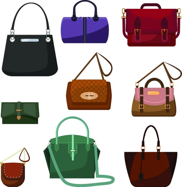 Handtaschen Für Frauen Setzen Vektor Illustration — Stockvektor