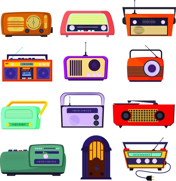 Radio Devices Set Icon Graphic Vector Illustration — Stock Vector