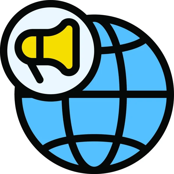 Marketing Globale Icona Web Vettoriale Illustrazione — Vettoriale Stock