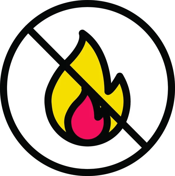Ateşe Izin Verilmiyor Kamp Ateşi Için Yasak Uyarı Işareti — Stok Vektör