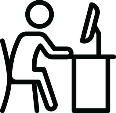 Bilgisayarda çalışmak, basit vektör illüstrasyonu