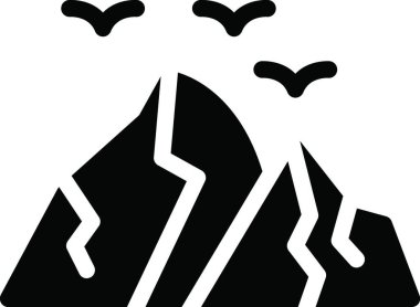 Kuşlarla dolu dağ, basit vektör çizimi