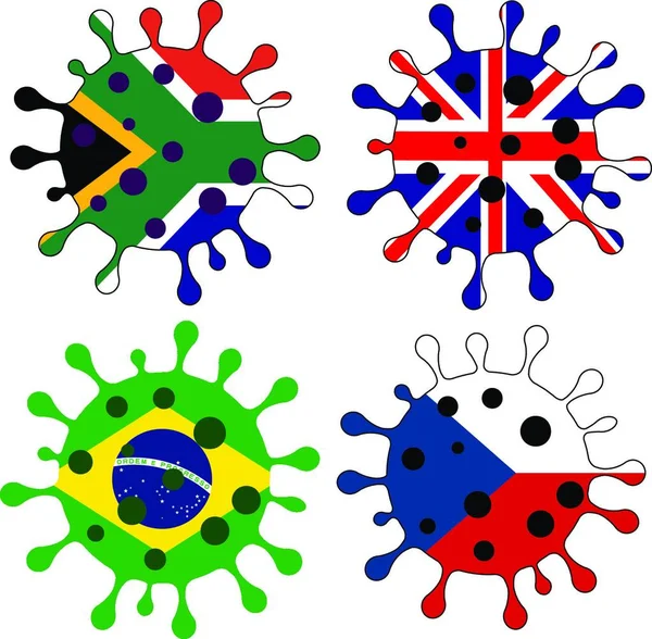 Various Mutation Coronavirus Covid — Stock Vector