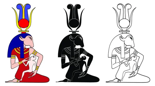 Osiris的Isis妻子和Horus的母亲 简单的病媒说明 — 图库矢量图片