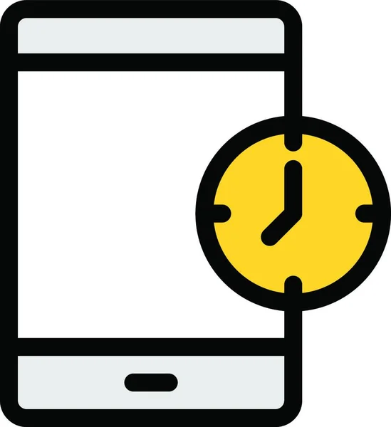Mobiltelefon Mit Uhr Web Icon Vektor Illustration — Stockvektor