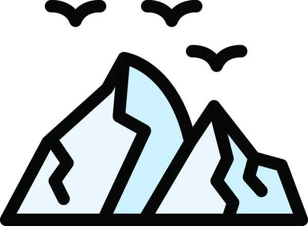 鳥のいる山や単純なベクトル図 — ストックベクタ