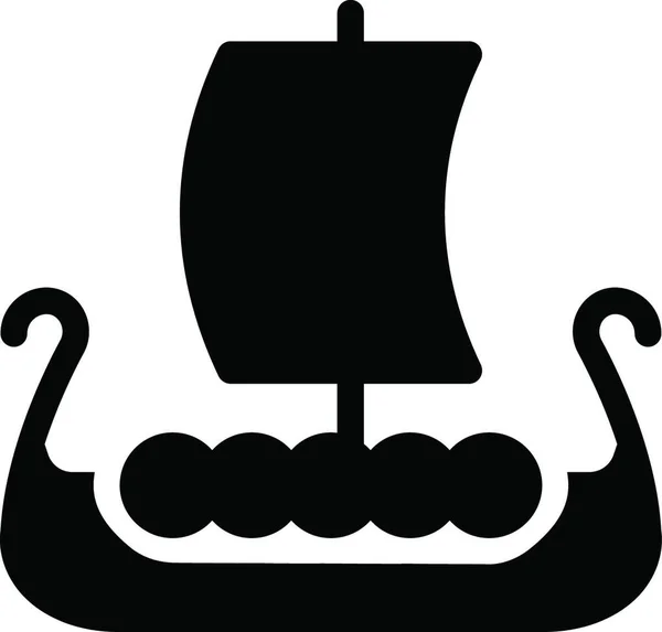 Viking Statek Ikona Wektor Ilustracja — Wektor stockowy