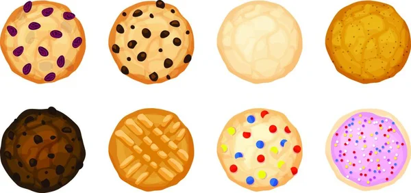Различные Иллюстрации Изолированных Файлов Cookie — стоковый вектор