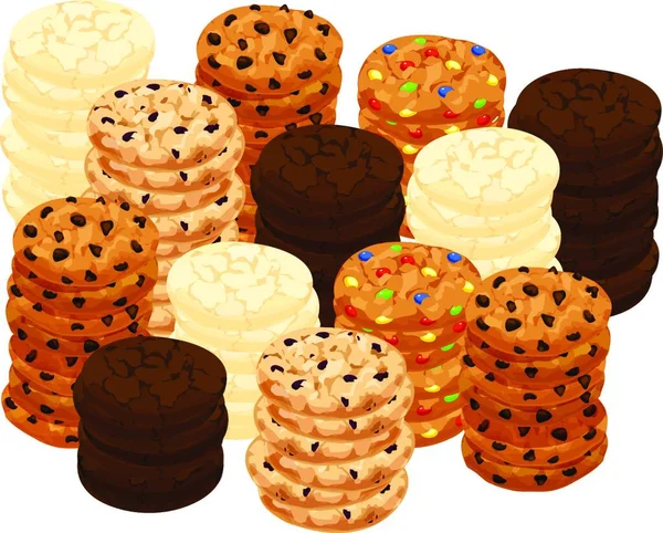 Mixed Cookie Stacks Simple Vector Illustration — Stock Vector