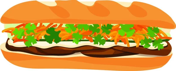 Beef Banh Sandwich Jednoduchá Vektorová Ilustrace — Stockový vektor