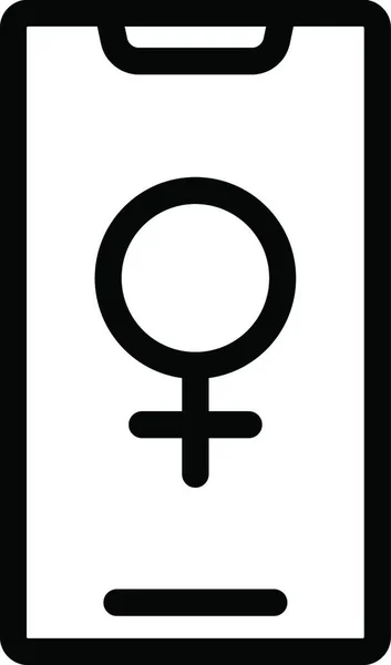 Vrouwelijk Genderteken Aan Telefoon — Stockvector