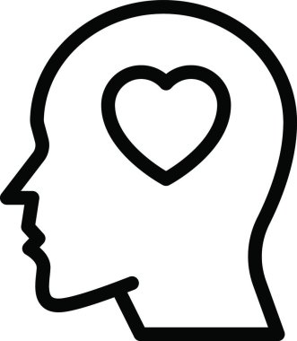 Zihin kalp ikonu vektör illüstrasyonu 