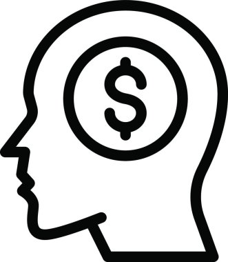 Dolar zihin ikonu vektör illüstrasyonu