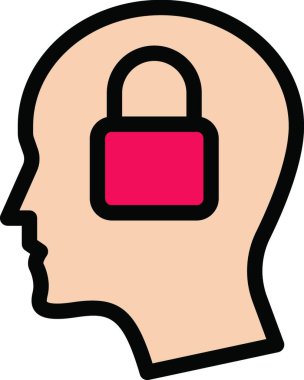 zihin kilidi ikon vektör illüstrasyonu 