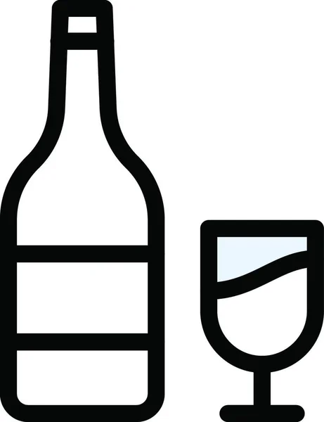 ボトルとガラスのウェブアイコンのベクトルイラスト — ストックベクタ