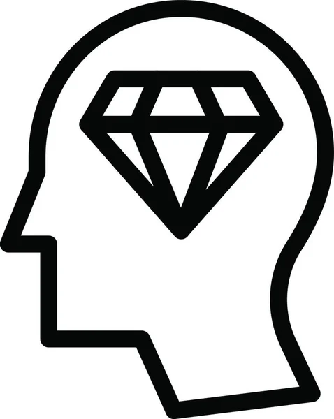 Mente Icono Diamante Vector Ilustración — Archivo Imágenes Vectoriales