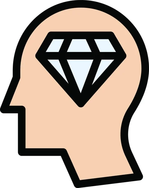 Mente Icono Diamante Vector Ilustración — Archivo Imágenes Vectoriales