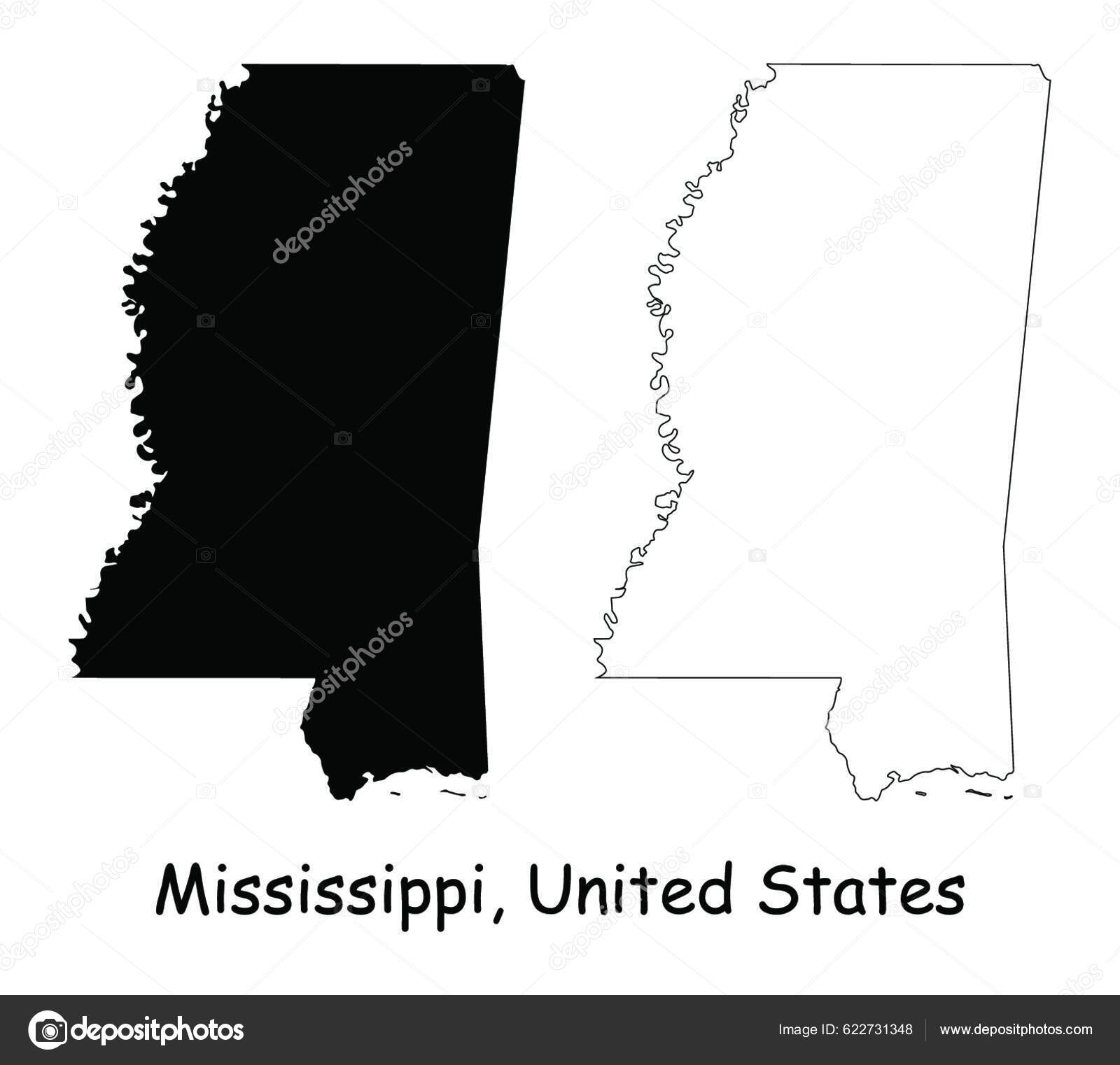 Mississippi State Border Usa Map Stock Vector by ©YAY_Images 622731348