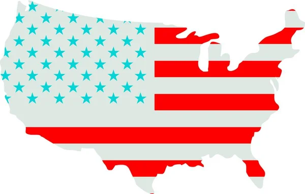Usa Map American Flag Colors Icon Flat Style — Stock Vector
