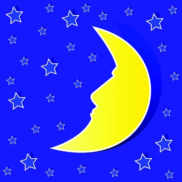 Stjärnor Och Måne Vektor Illustration — Stock vektor