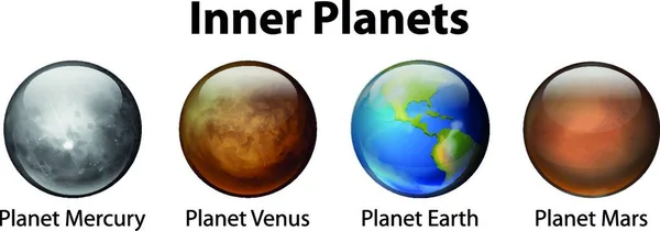 Belső Bolygók Illusztrációja — Stock Vector