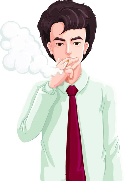 Illustration Man Smoking — Stock Vector