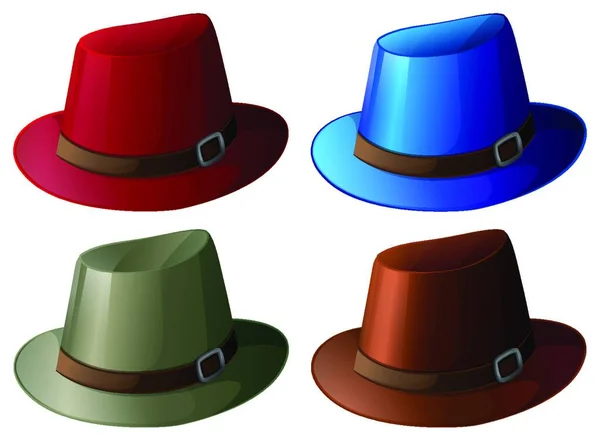 Illustration Des Quatre Chapeaux Colorés — Image vectorielle