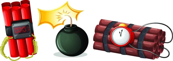 Ilustración Las Bombas Explosivas — Vector de stock