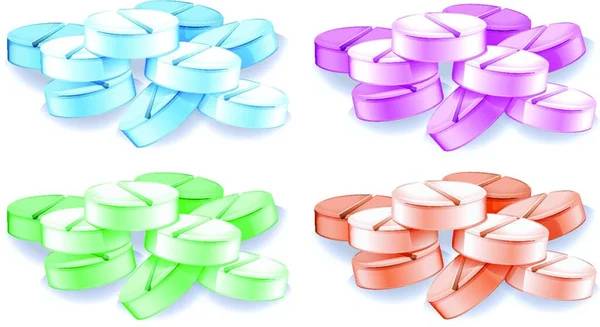Illustration Coloured Pills — Stock Vector