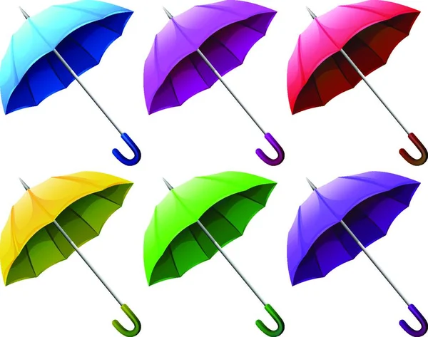 Illustration Colourful Brollies — Stock Vector