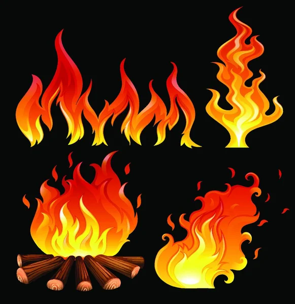 Illustration Big Fire — Stock Vector