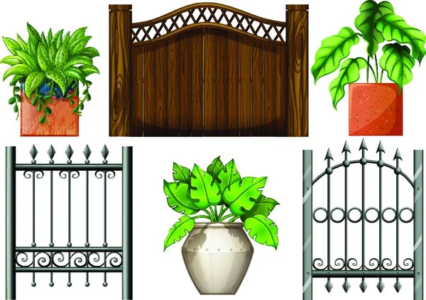Illustration Des Clôtures Des Plantes — Image vectorielle