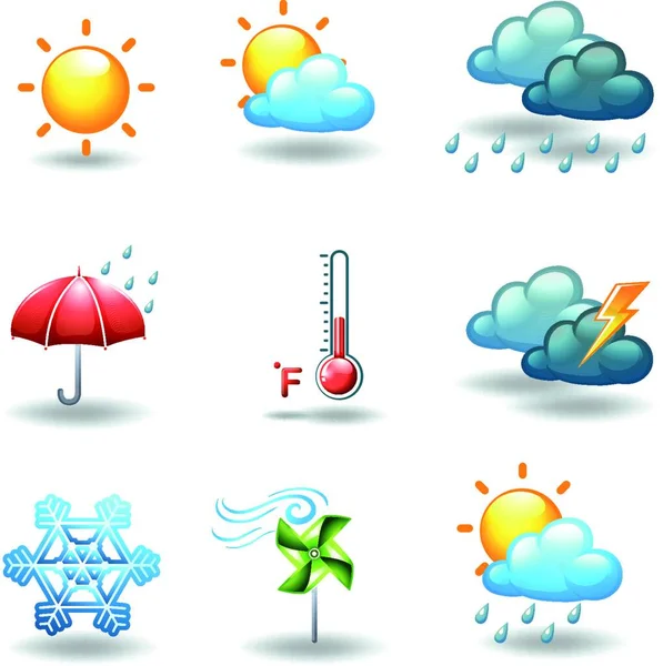 Ilustración Las Diferentes Condiciones Meteorológicas — Vector de stock