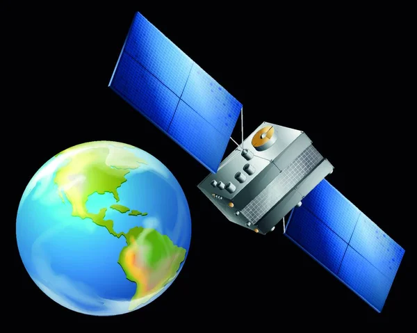 Illustration Artificial Satellite — Stock Vector