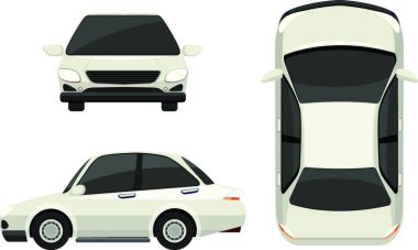 Arabada farklı açılarda illüstrasyon