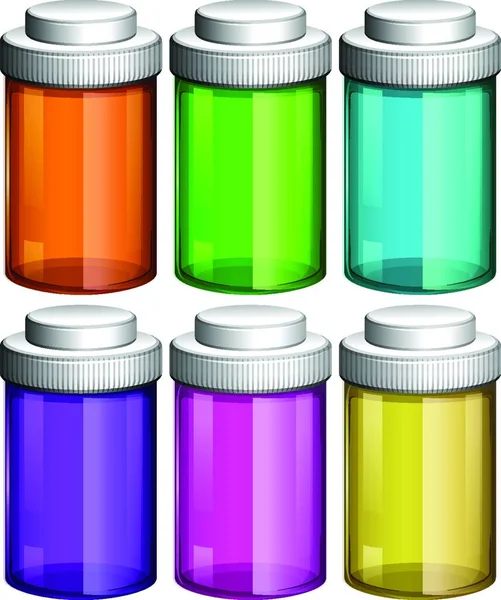 Kolorowe Przezroczyste Butelki Wektor Ilustracji — Wektor stockowy