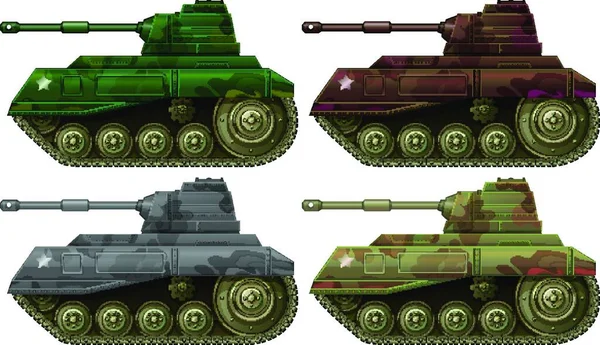 Quatro Tanques Combate Ilustração Vetorial Gráfica — Vetor de Stock