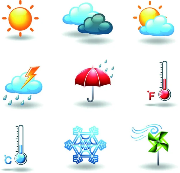 Diferentes Condições Meteorológicas Ilustração Vetorial Gráfica — Vetor de Stock