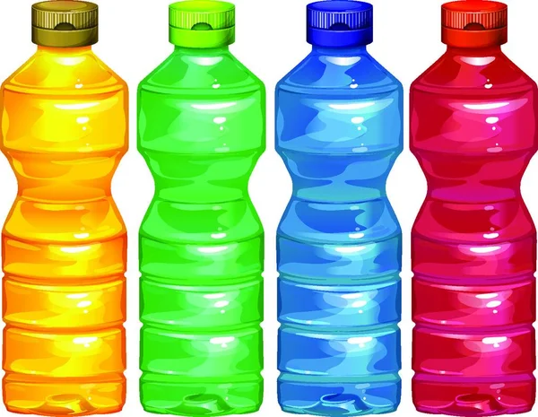 Cuatro Botellas Agua Ilustración Vectorial Gráfica — Vector de stock