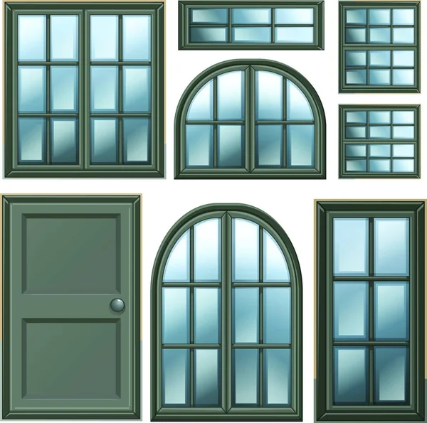 Farklı Pencere Tasarımı Grafik Vektör Illüstrasyonu — Stok Vektör