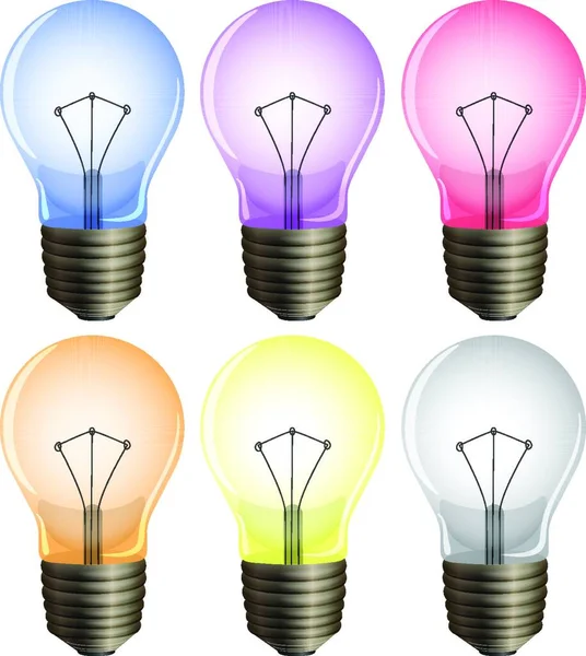 Six Light Bulbs Graphic Vector Illustration — Stock Vector
