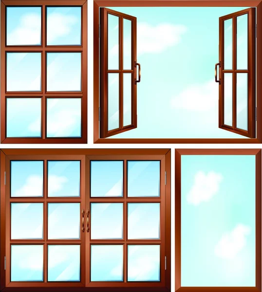 Différents Modèles Fenêtres Illustration Vectorielle — Image vectorielle
