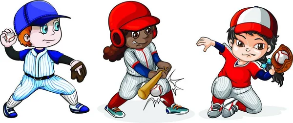 Jugadores Béisbol Vector Ilustración — Vector de stock