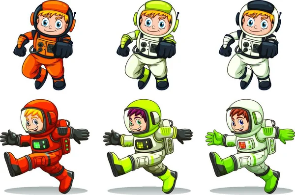 Giovani Astronauti Illustrazione Vettoriale — Vettoriale Stock
