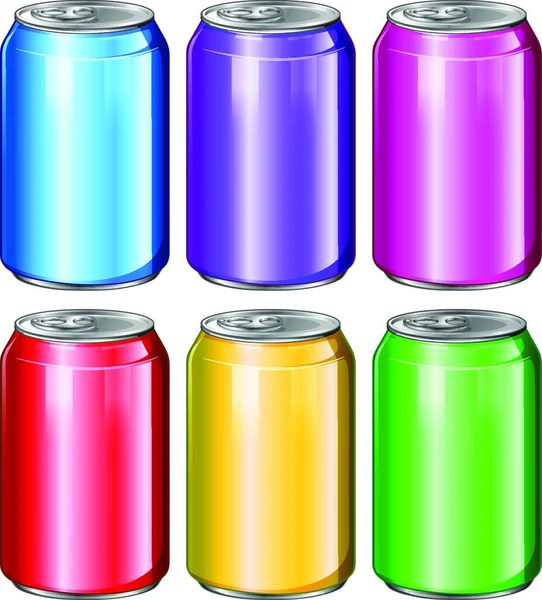Kolorowe Puszki Soda Wektor Ilustracja — Wektor stockowy