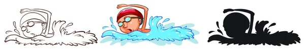 Zwemmer Man Vector Illustratie — Stockvector