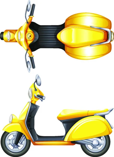 Een Gele Scooter Vector Illustratie — Stockvector
