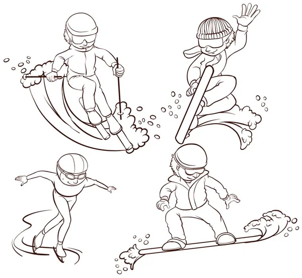 Векторная Иллюстрация Зимних Видов Спорта — стоковый вектор